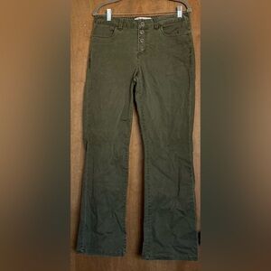 Women's Tommy Hilfiger Green Wide Leg Stretch Denim Button Fly Jeans Size 8